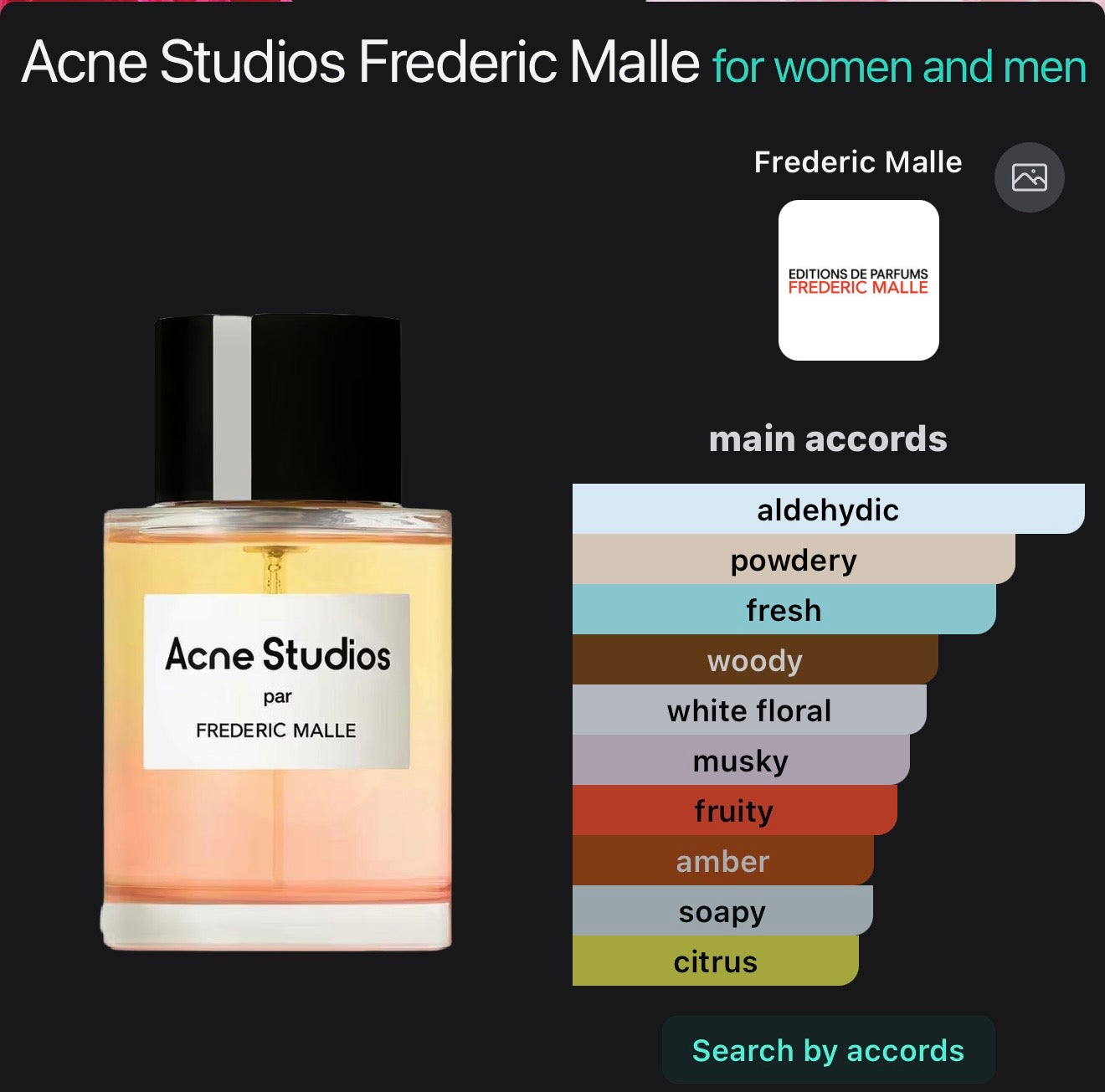 Acne Studios Frederic Malle for women and men